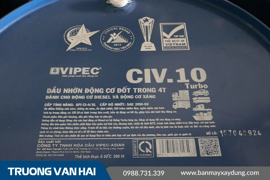 CIV.10 SAE 20W-50 - Dầu nhờn động cơ chuyên diesel CI-4 cao cấp